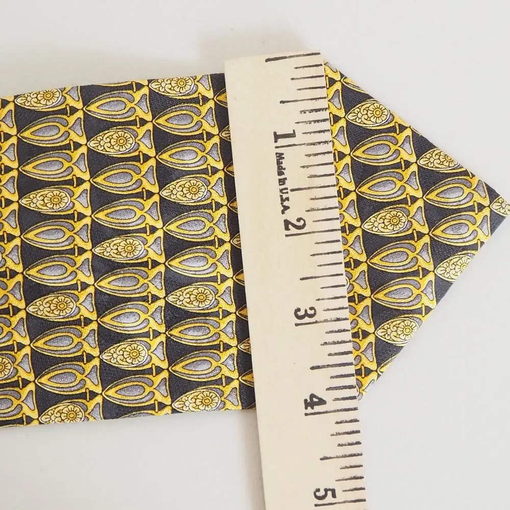 Valentino‎ Cravatte Necktie 100% Silk Gold Tie Handmade in Italy